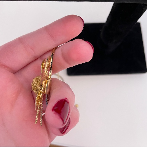 Vintage Floral Gold Tone Spring Deco Preppy Flower Adjustable Lariat Necklace - Picture 3 of 10